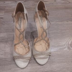 Benjamin Adams.Women's Cream Glimmer Strappy Heels